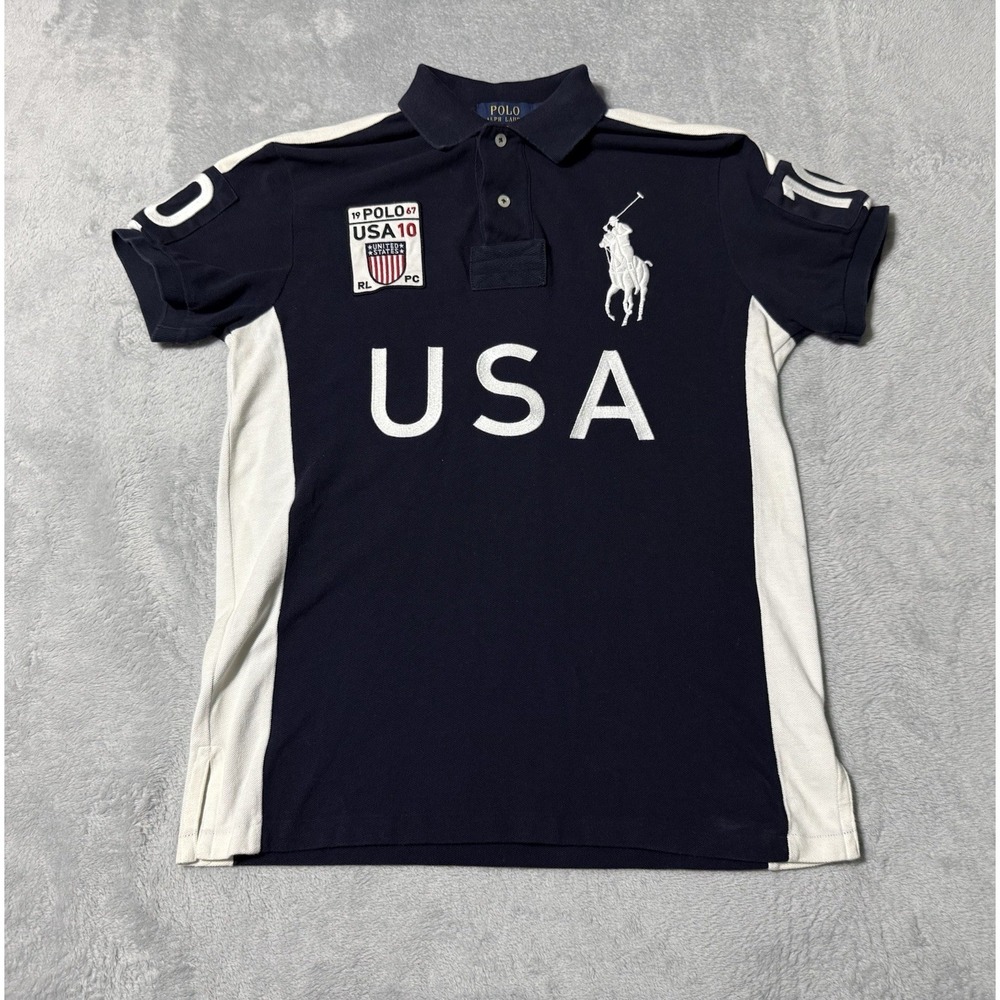 Polo Ralph Lauren USA Shirt Mens Small Navy #10 Chief Keef PRL Big Pony Custom
